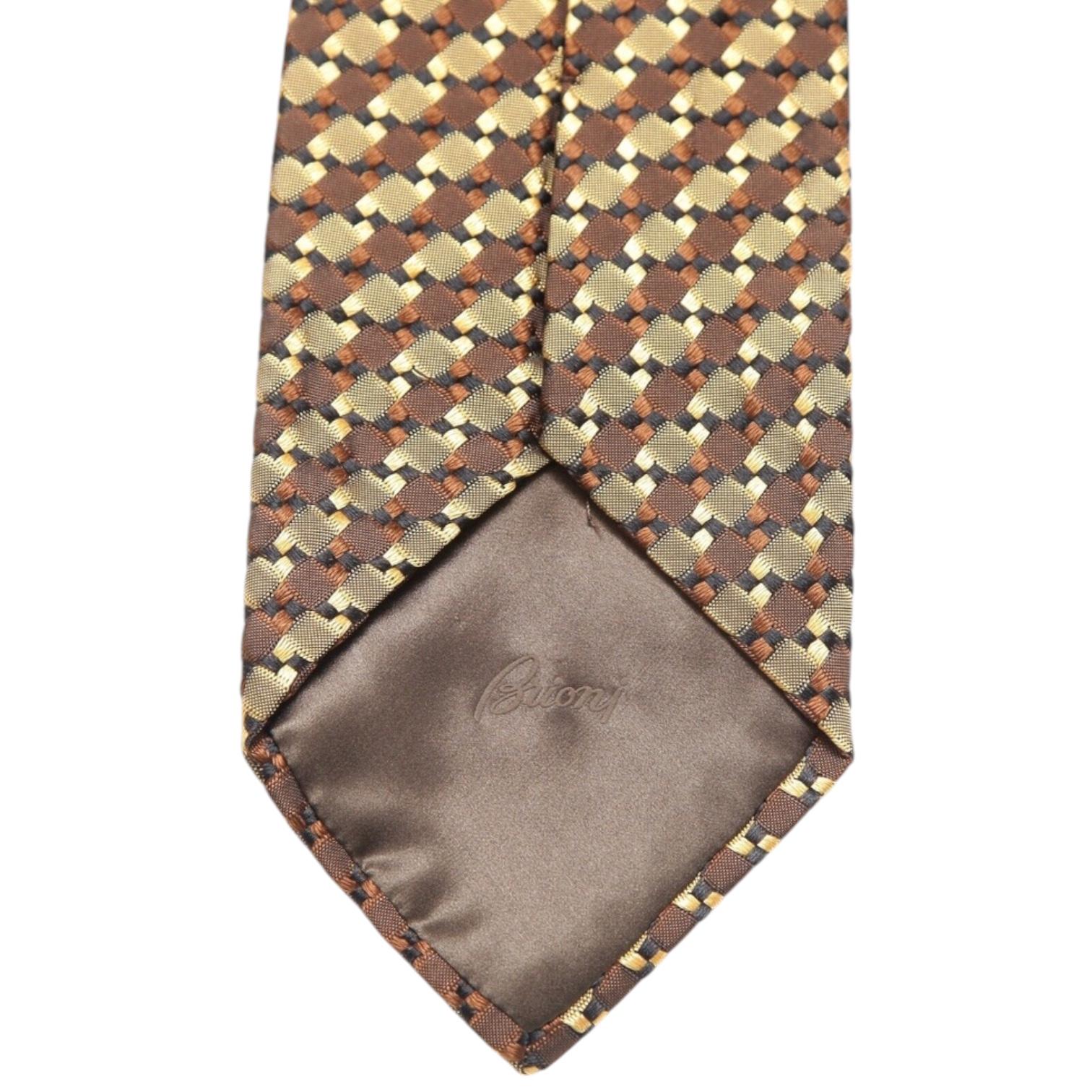 BRIONI Tie Ties Men's Silk Necktie Brown Black Gold In Excellent Condition For Sale In Hollywood, FL