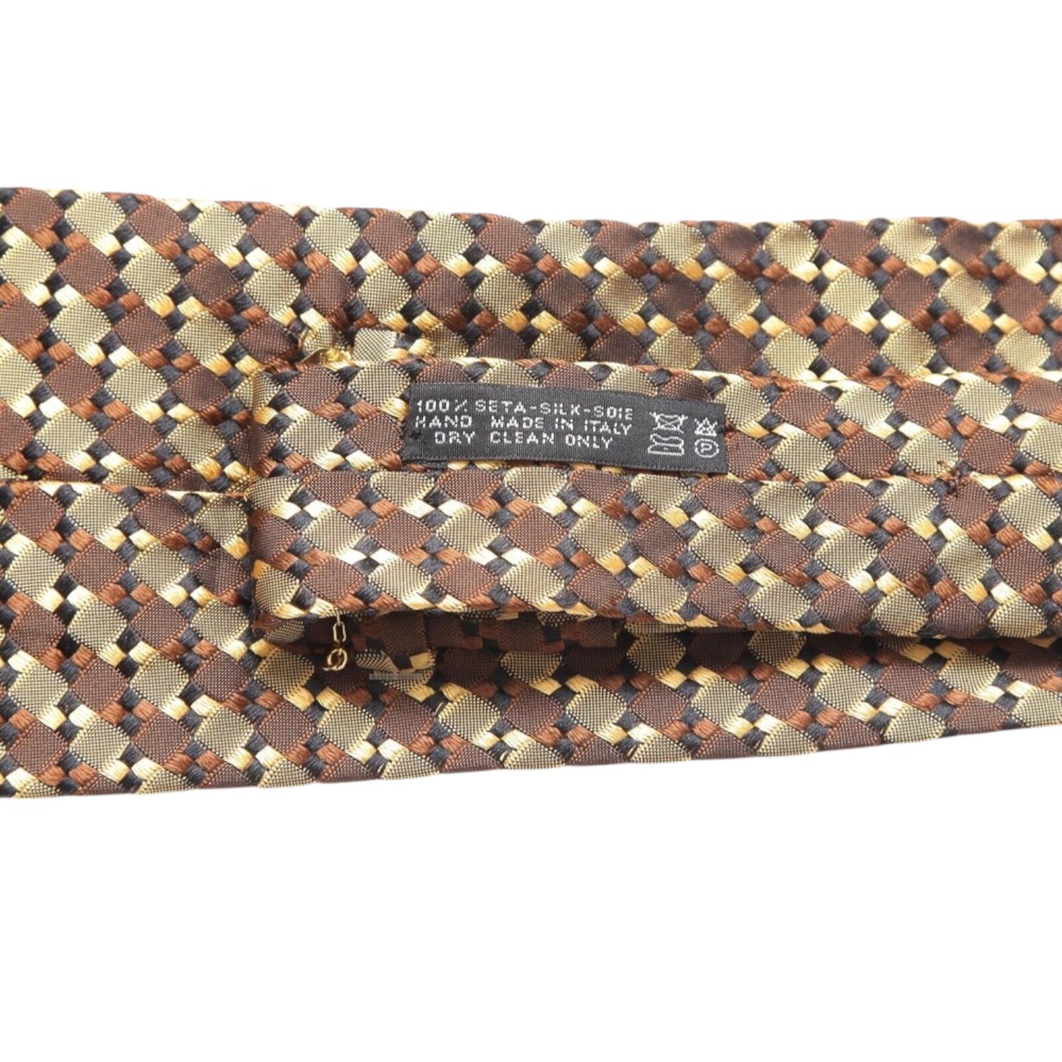 BRIONI Tie Ties Men's Silk Necktie Brown Black Gold For Sale 1