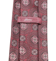 BRIONI Ties Men's Silk Tie Necktie Burgundy Pink White