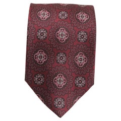 BRIONI Ties Men's Silk Tie Necktie Burgundy Pink White