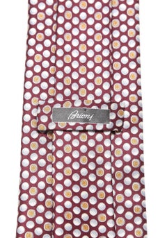 BRIONI Ties Tie Men's Necktie Silk Burgundy Silver Gold