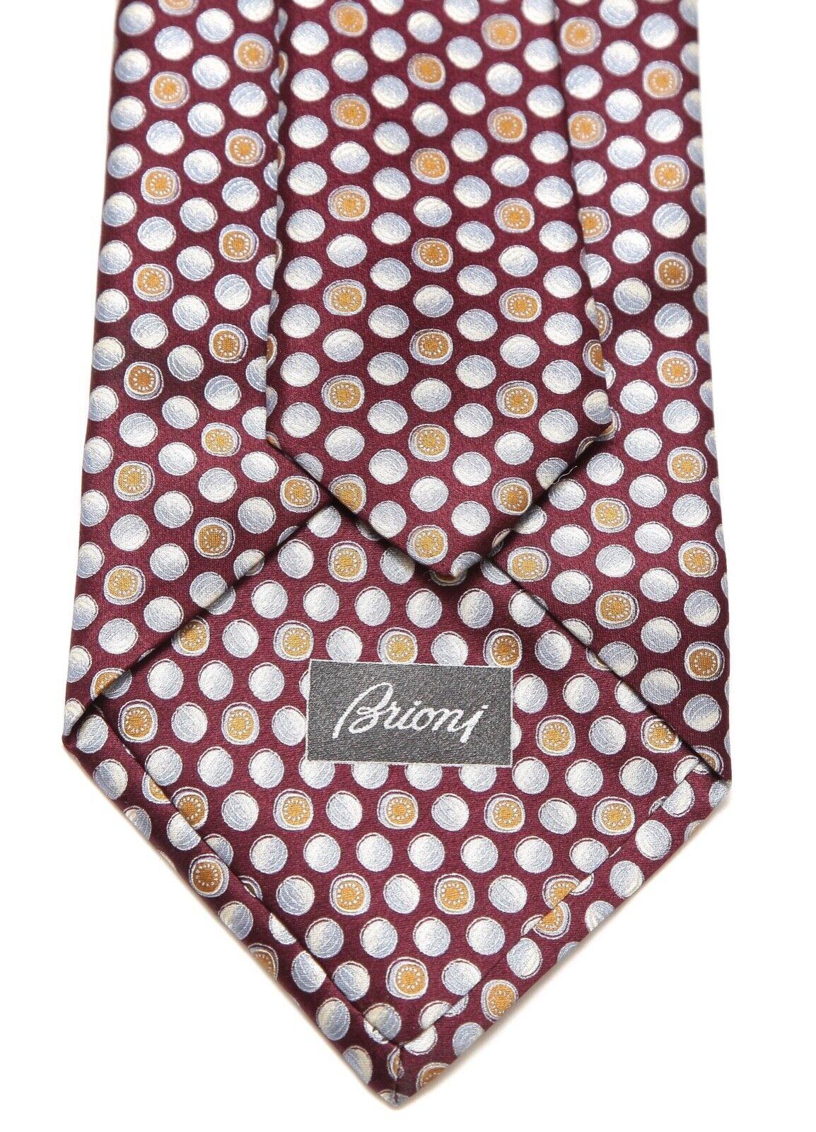 BRIONI Krawatte Herrenkrawatte aus Seide Burgunderrot Silber Gold (Braun) im Angebot