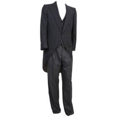Vintage Brioni Tight Gray Wool and Cashmere Italian Pants Suit, 1990s