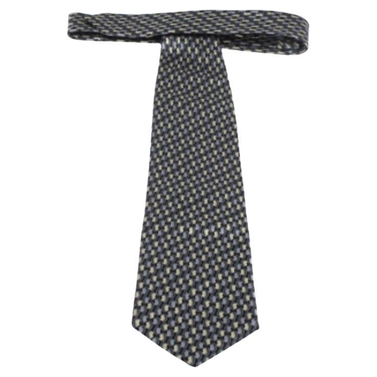 Cravatta in seta vintage di Brioni con motivo in lamina metallica e nera in vendita