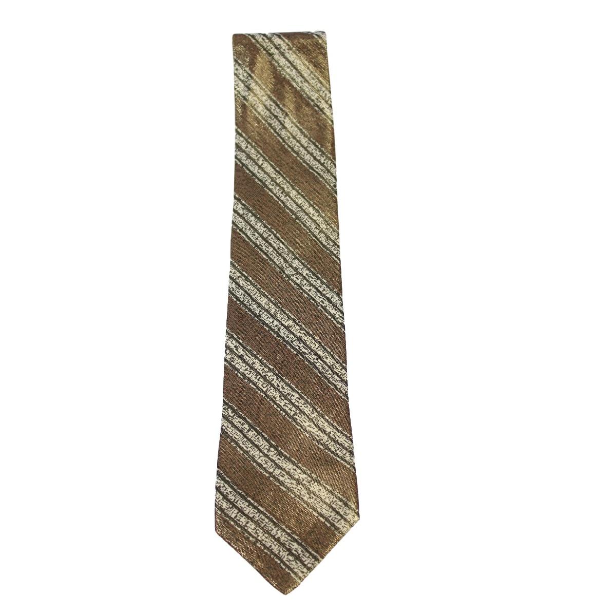 Brioni Vintage Gold Green Silk Geometric Tie In New Condition For Sale In Brindisi, Bt