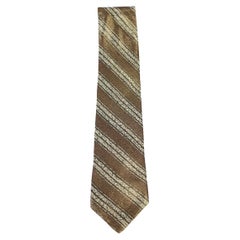 Brioni Vintage Gold Green Silk Geometric Tie