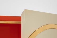 Brioni, Two-Door Sideboard with Decorative Ring Motif in Natural Brass