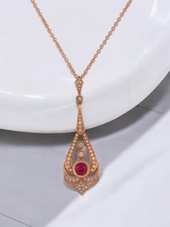Briony  14k Rose Gold Necklace with 0.32ct Rubies & Diamonds