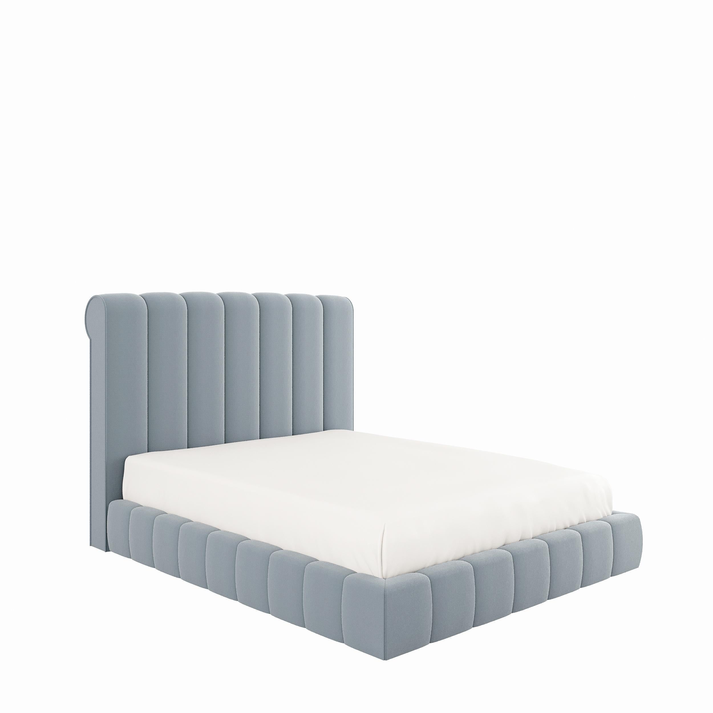 Fabric BRISA bed with upholstered headboard and base