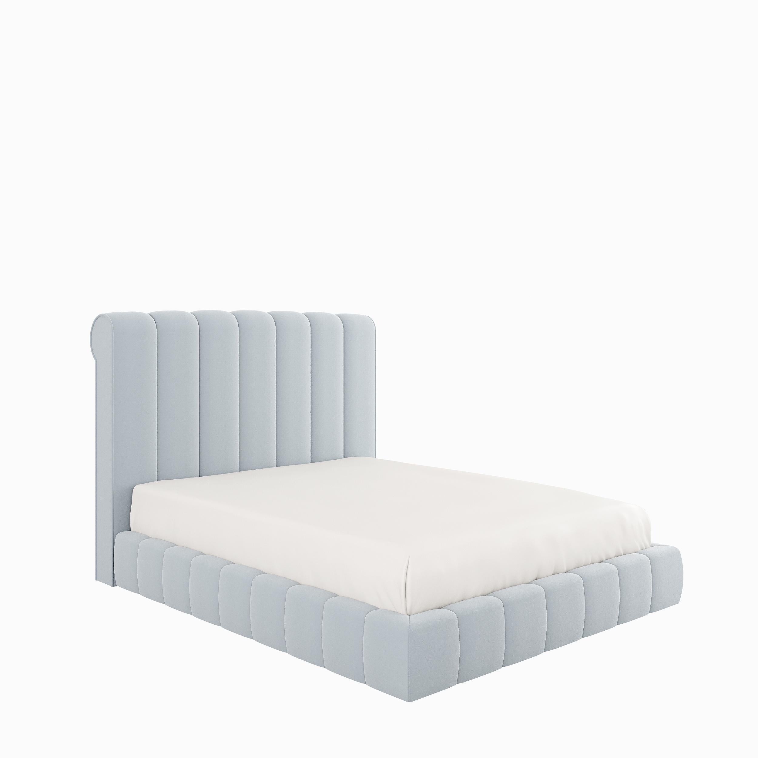 Modern BRISA bed with upholstered headboard and base