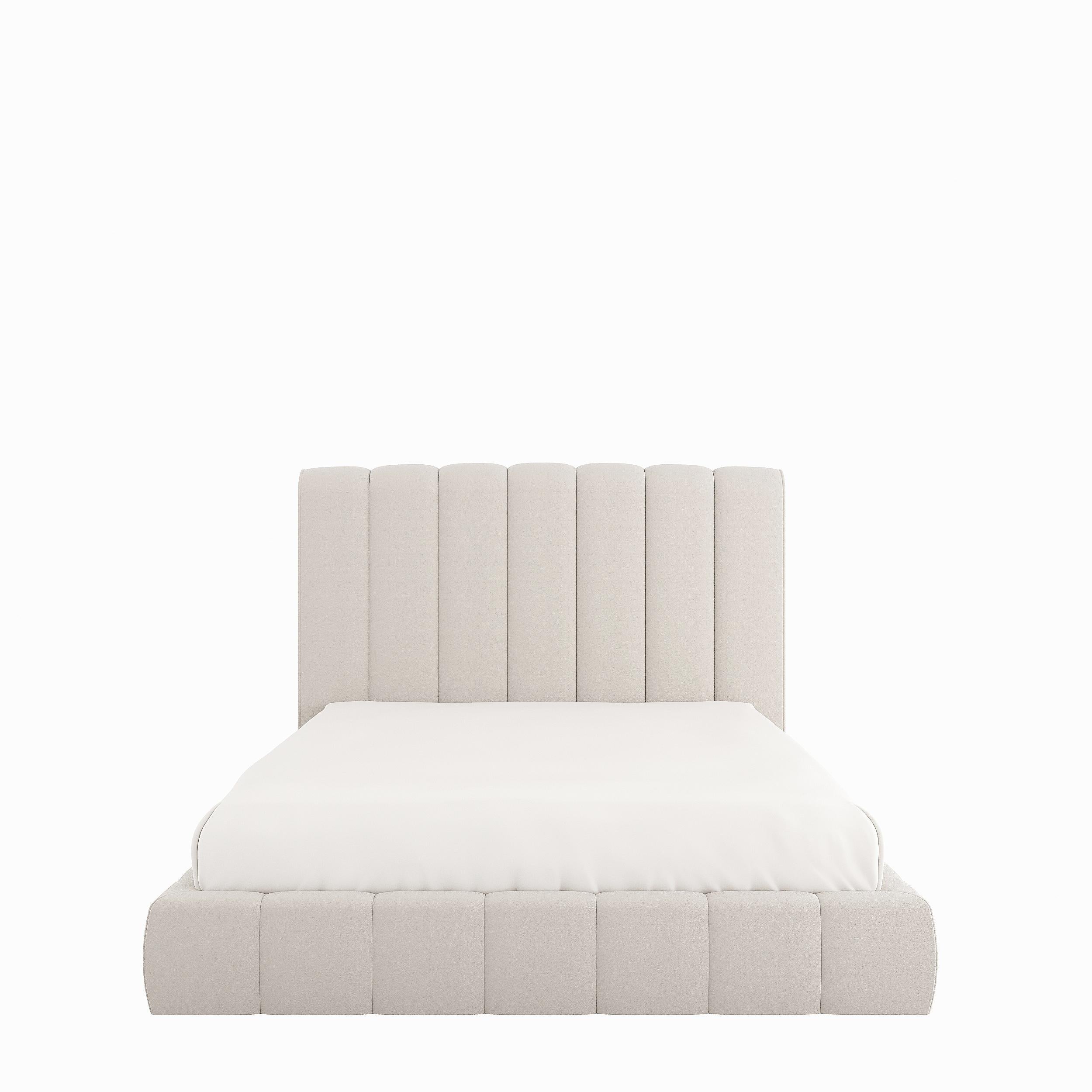 Lacquered BRISA bed with upholstered headboard and base For Sale