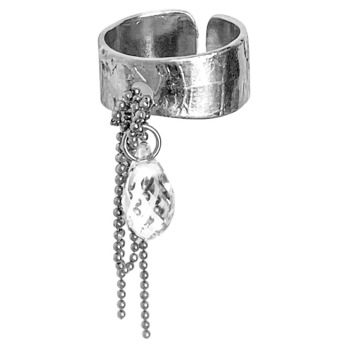 Anillo Brisee de plata de ley 925 rodiada y cristales de vidrio de O Sh en venta