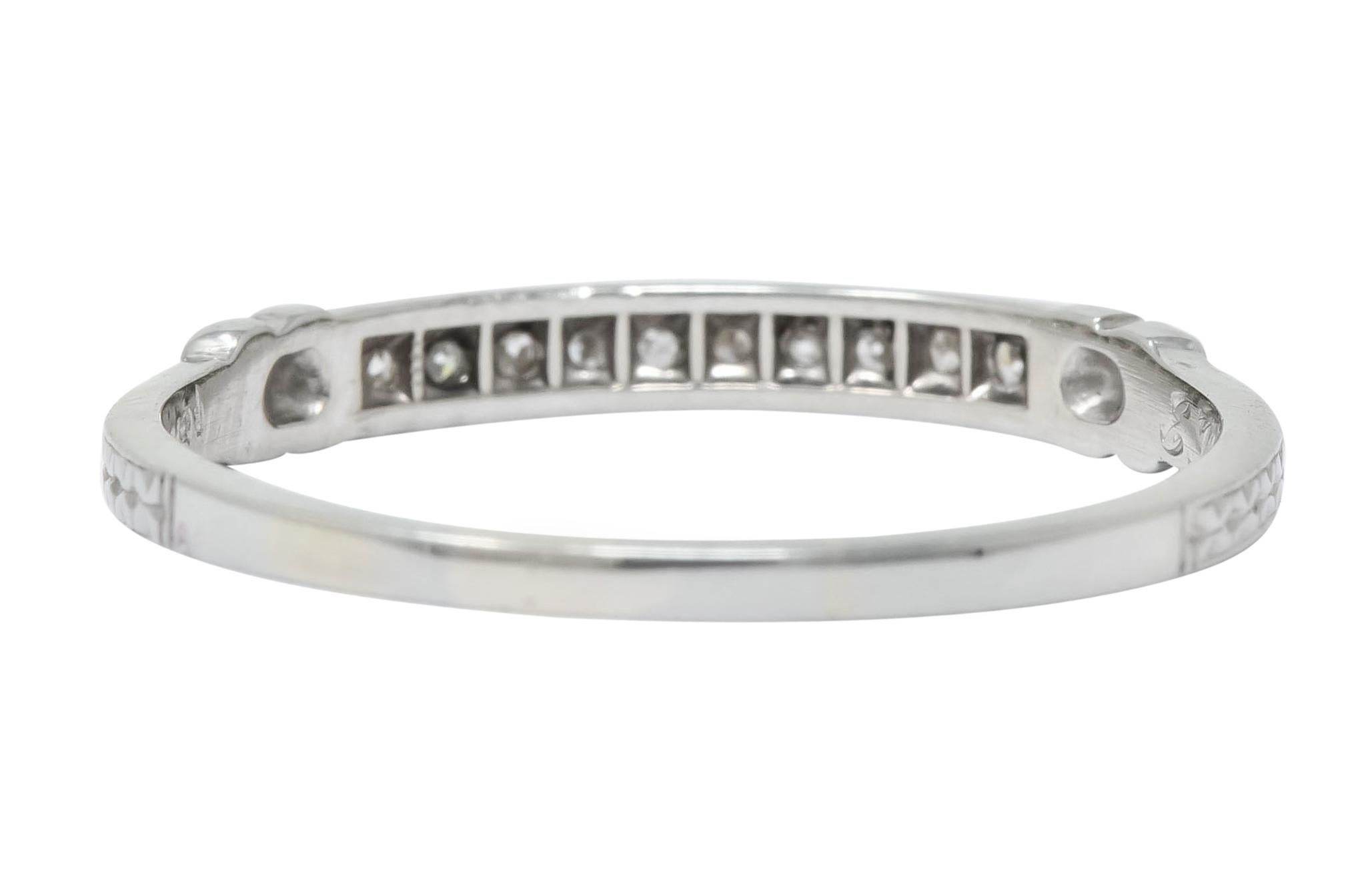 Women's or Men's Bristol Art Deco Diamond 18 Karat White Gold Anniversary Band Ring