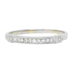 Vintage Bristol Art Deco Diamond 18 Karat White Gold Anniversary Band Ring