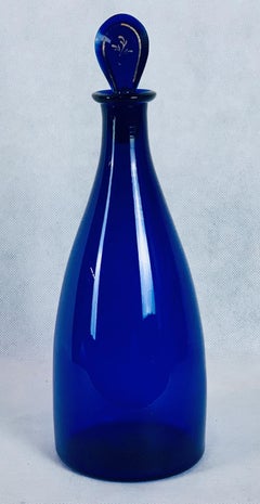Hand Blown Cobalt Blue Glass Decanter for Holland's Gin-England, 18th c.