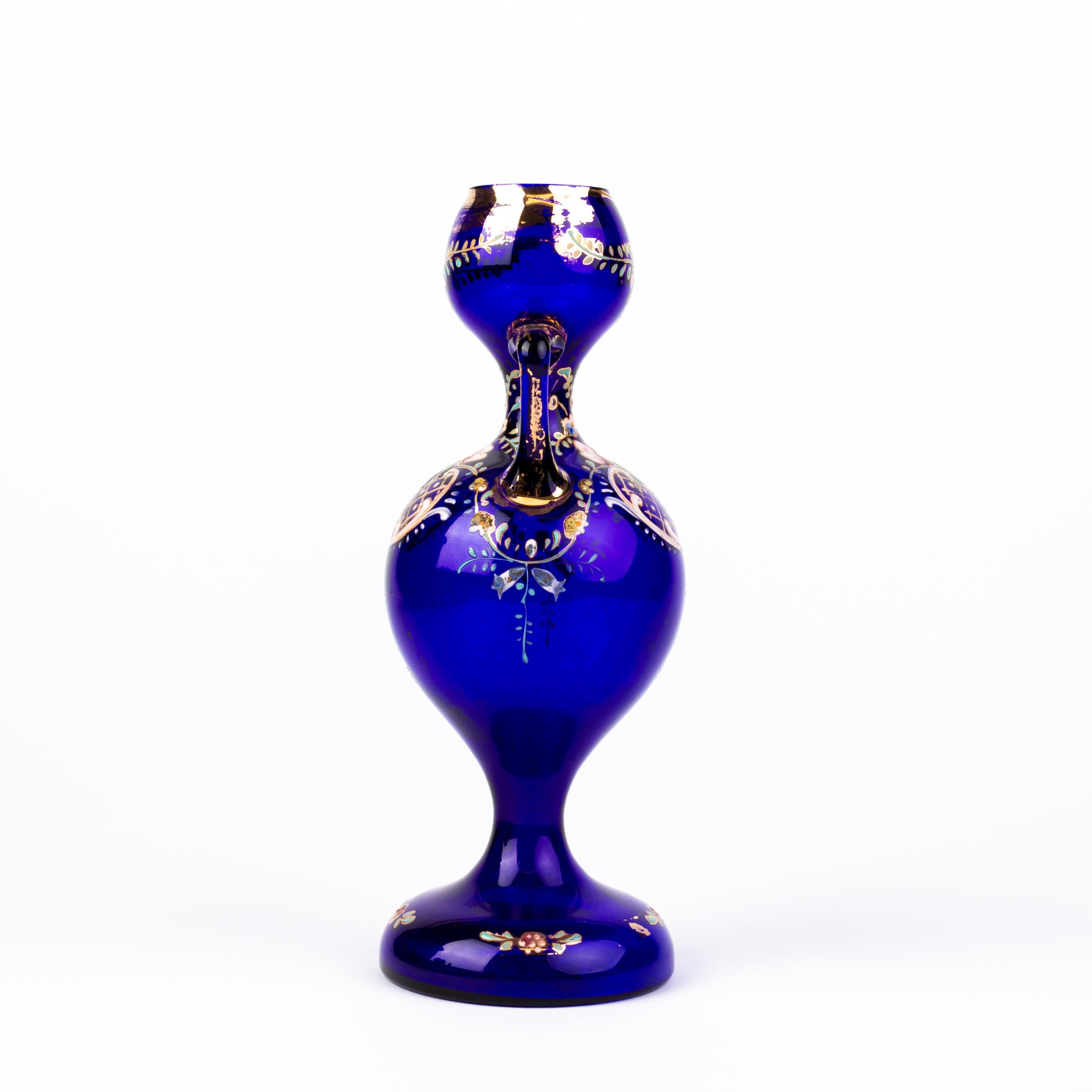 In good condition
From a private collection
Bristol Blue Enamel Painted Glass Art Nouveau Vase