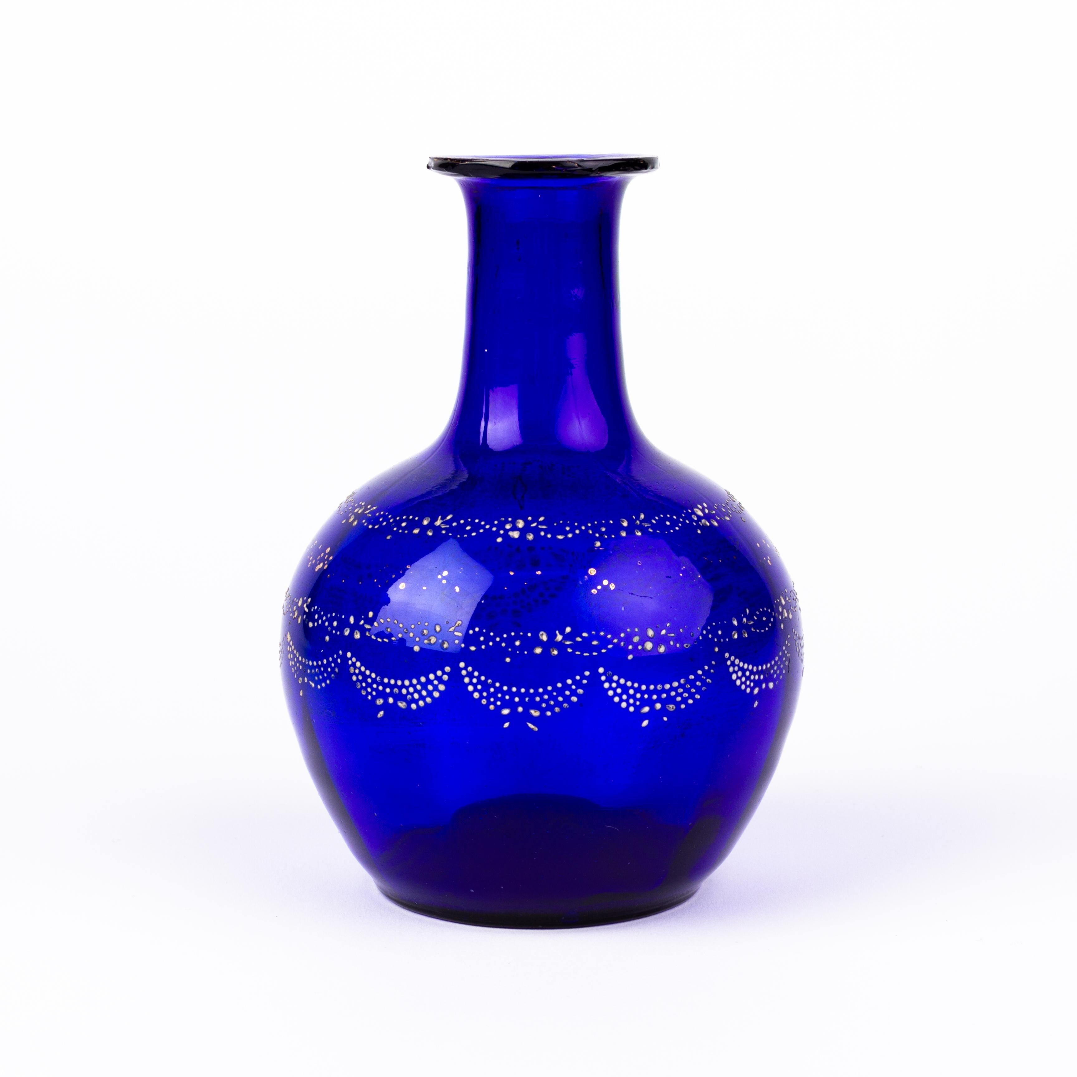 In good condition
From a private collection
Bristol Blue Enamel Painted Glass Bottle Vase