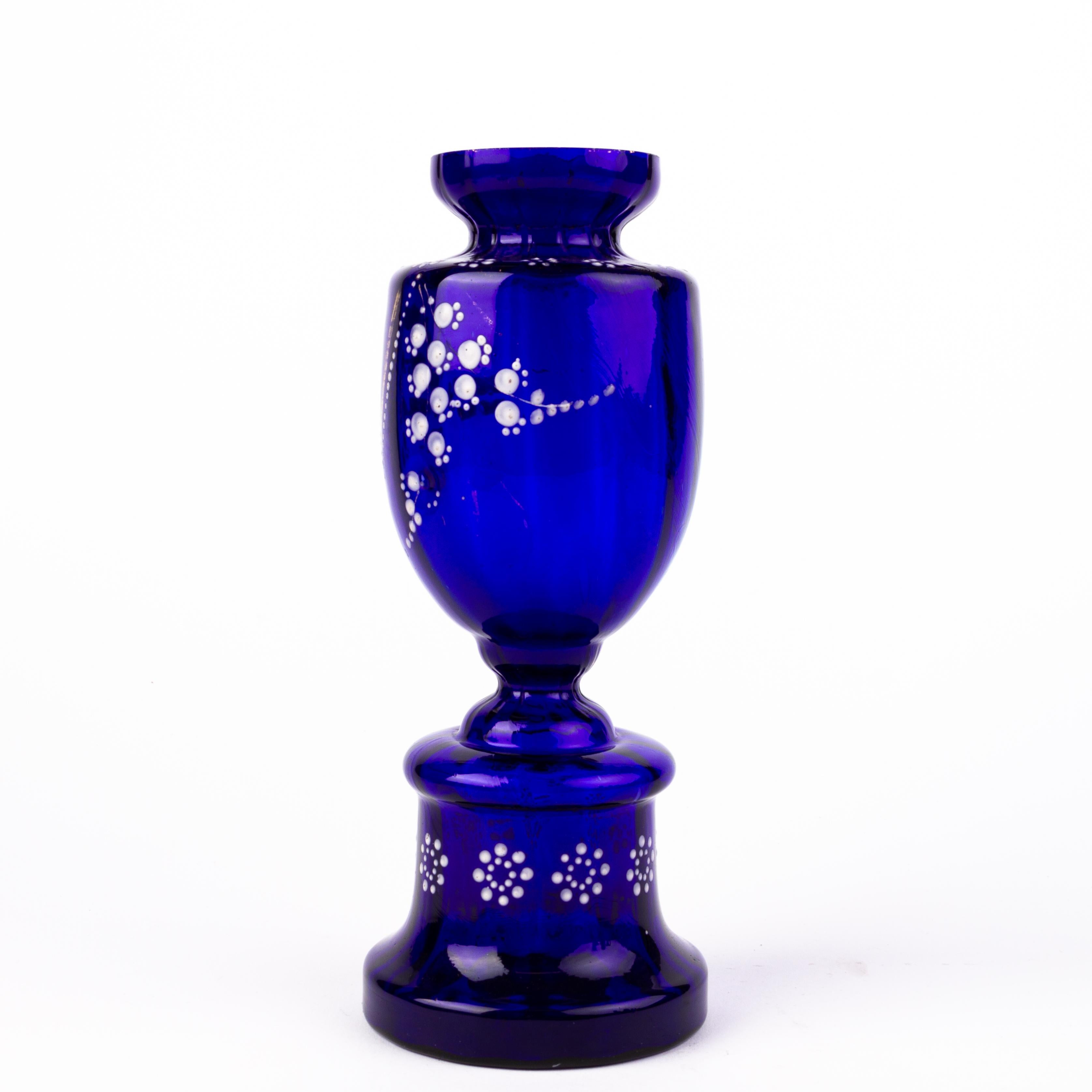 In good condition
From a private collection
Bristol Blue Glass Art Nouveau Urn Vase