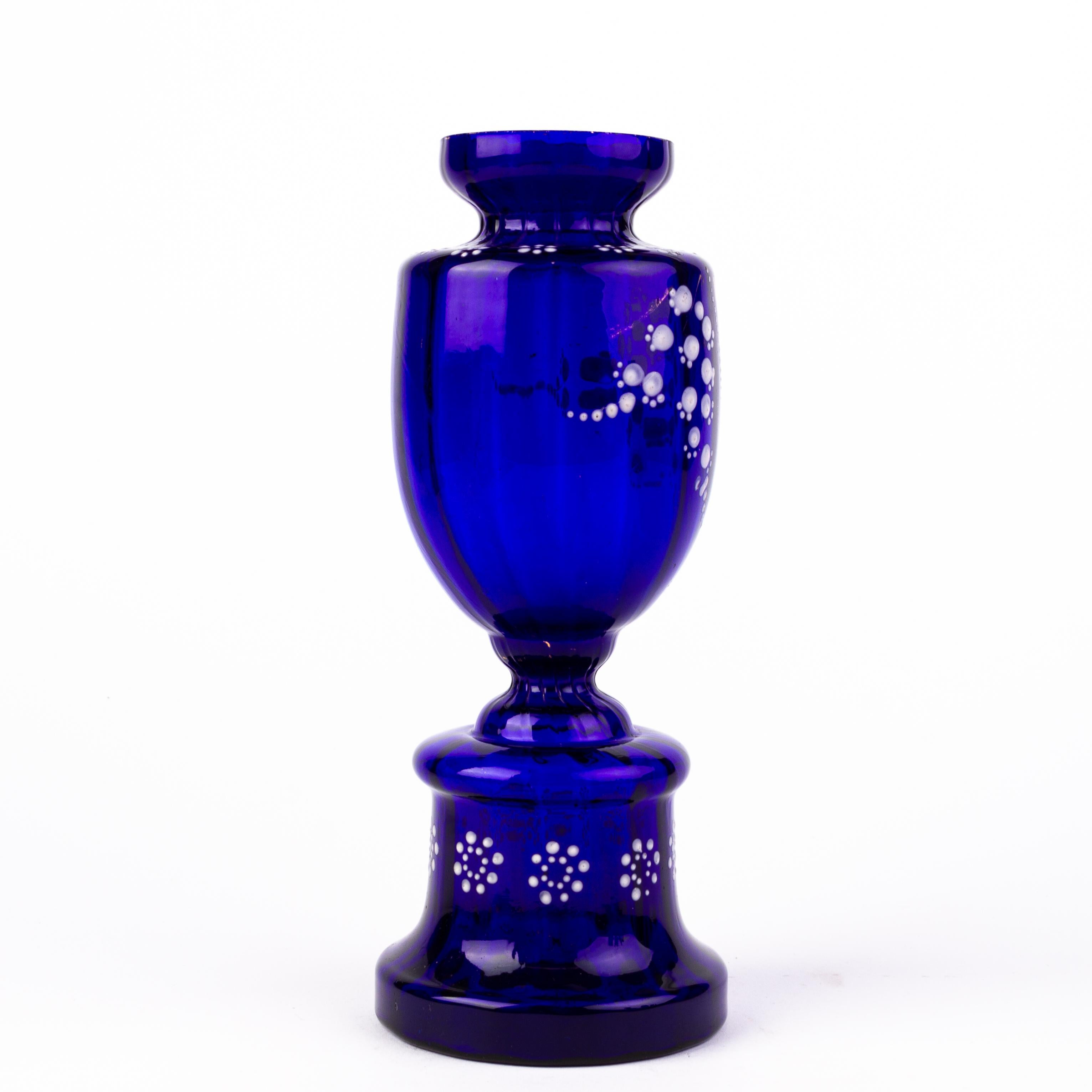 19th Century Bristol Blue Glass Art Nouveau Urn Vase