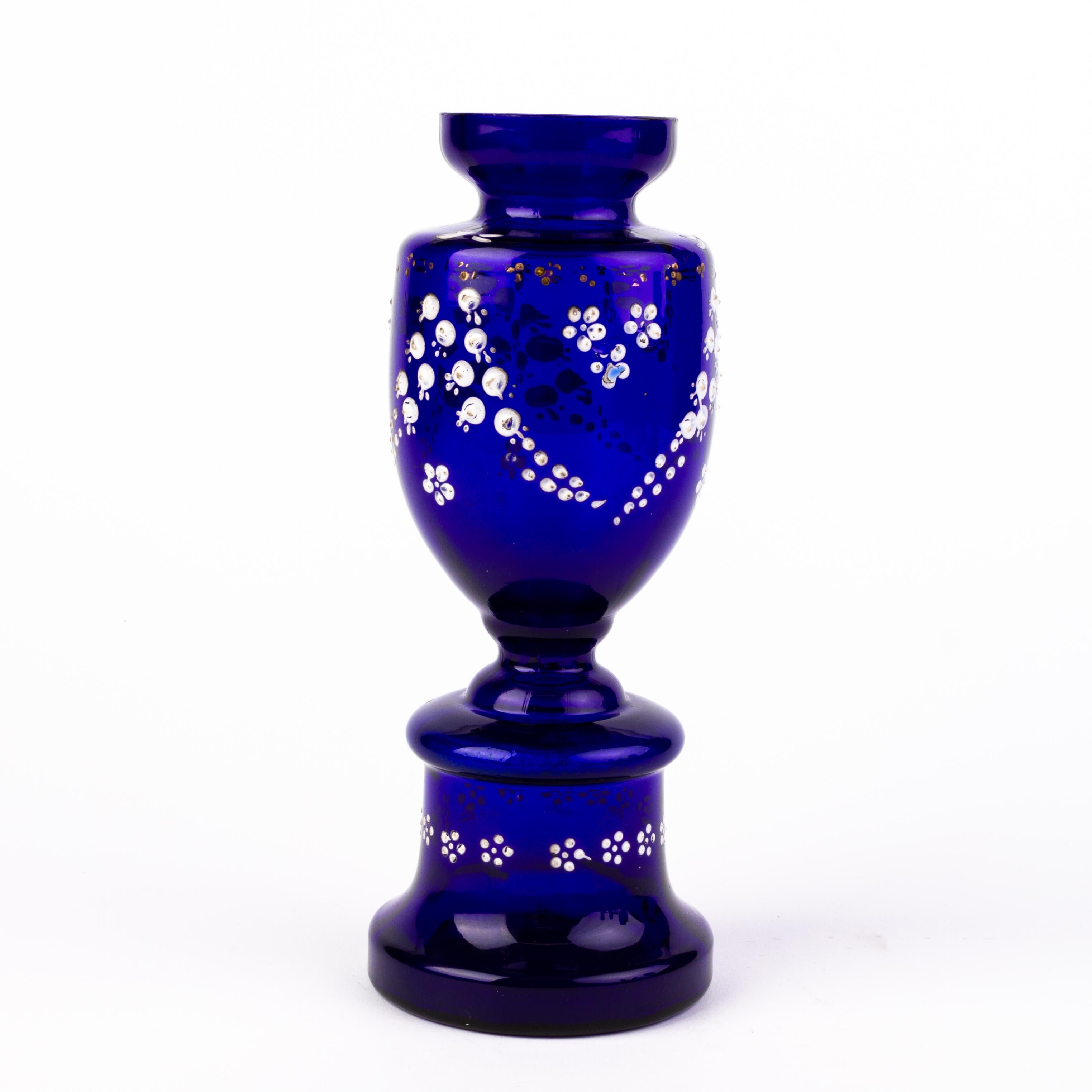 19th Century Bristol Blue Glass Art Nouveau Urn Vase For Sale
