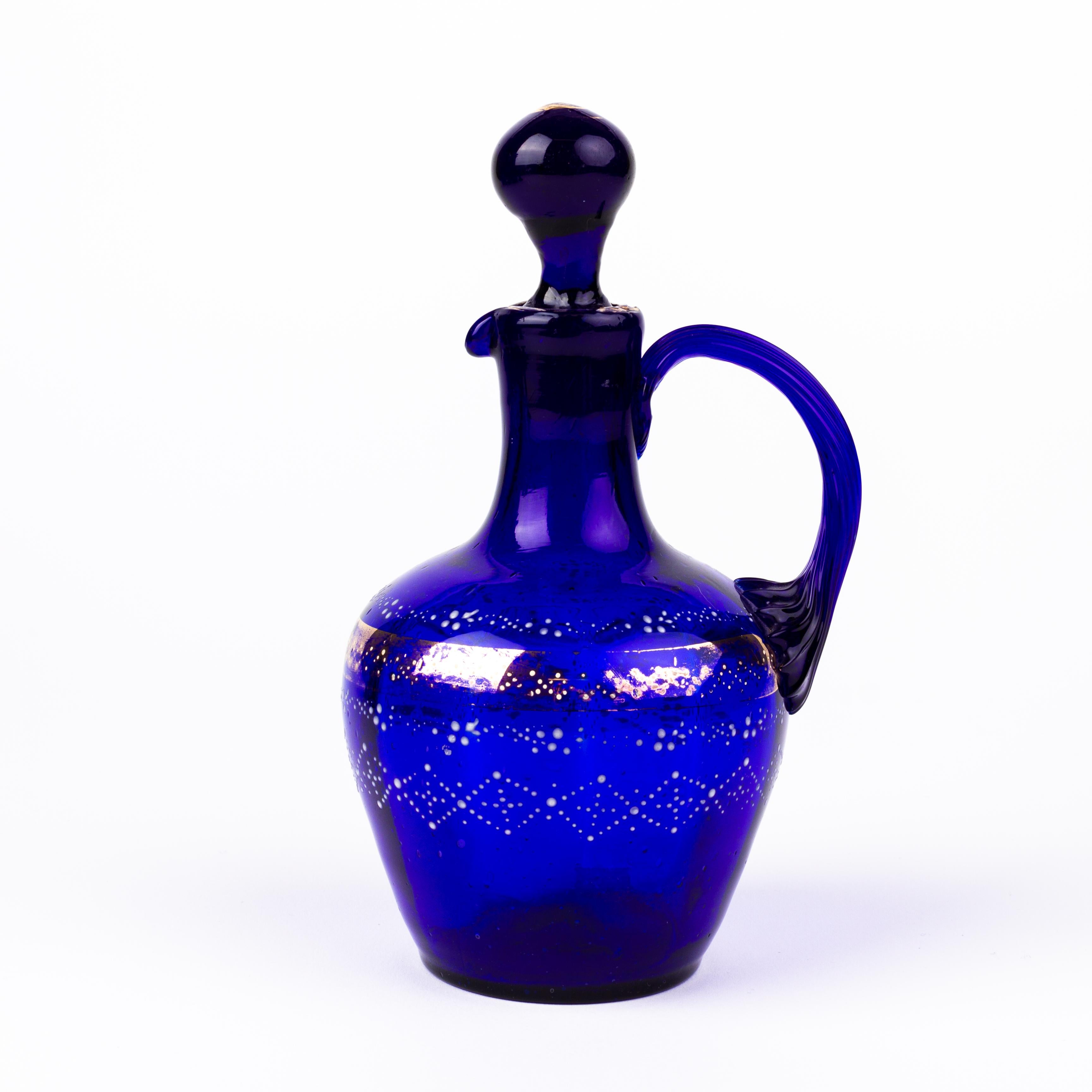 Bristol Blue Victorian Glass Decanter 19th Century In Good Condition For Sale In Nottingham, GB