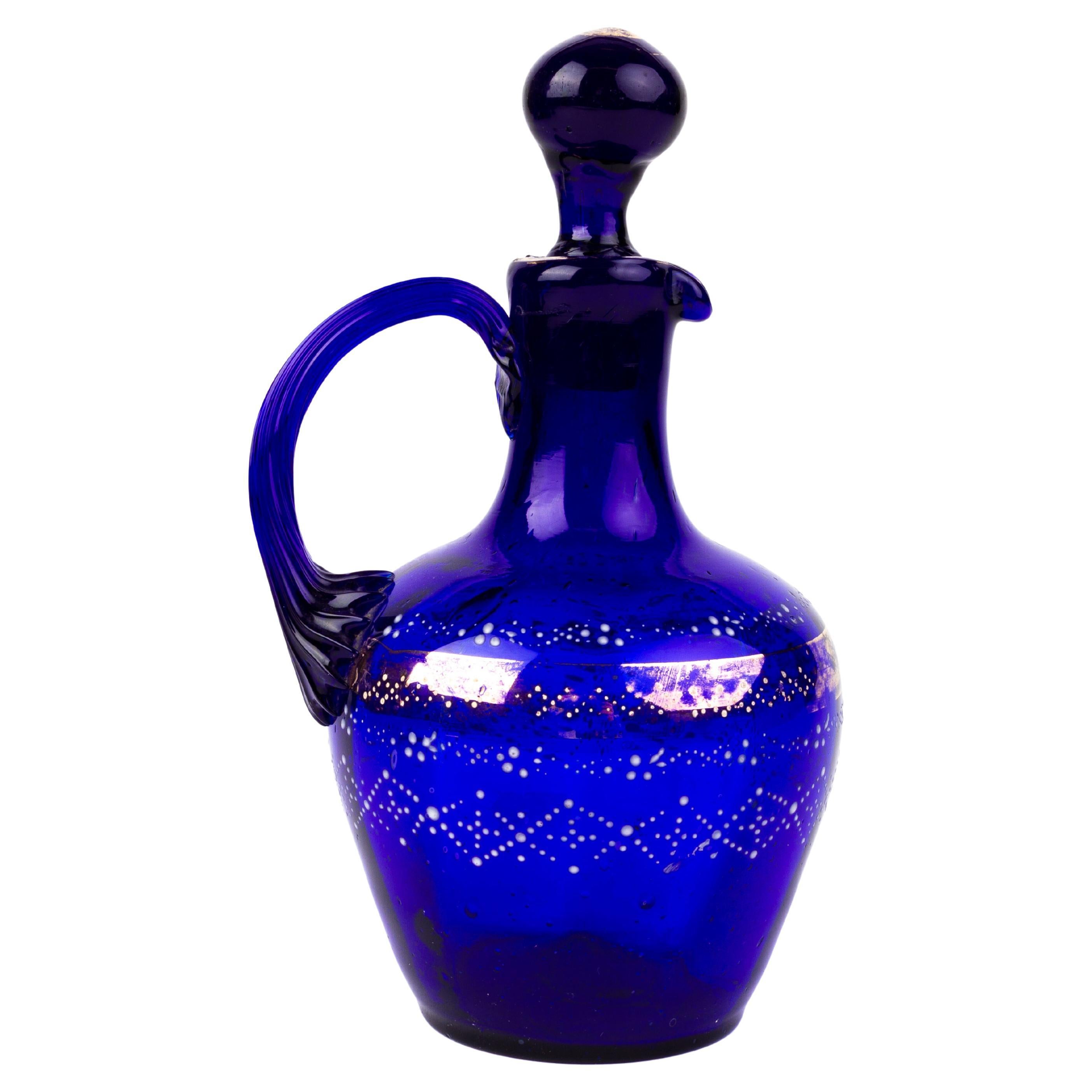 Bristol Blue Victorian Glass Decanter 19th Century For Sale