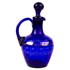 Antique Bristol Blue Victorian Glass Decanter 19th Century