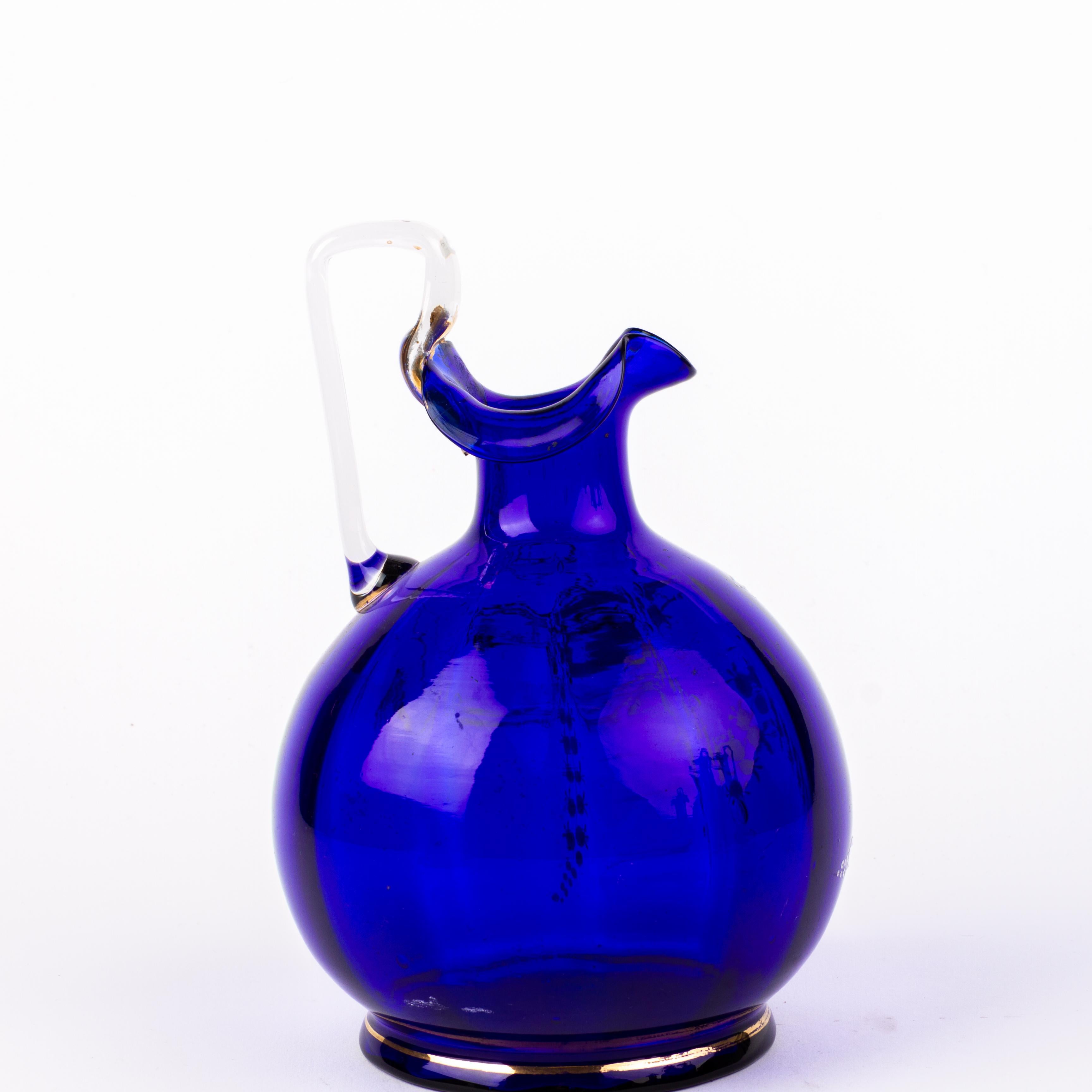 Bristol Blue Victorian Glass Ewer 19th Century In Good Condition In Nottingham, GB
