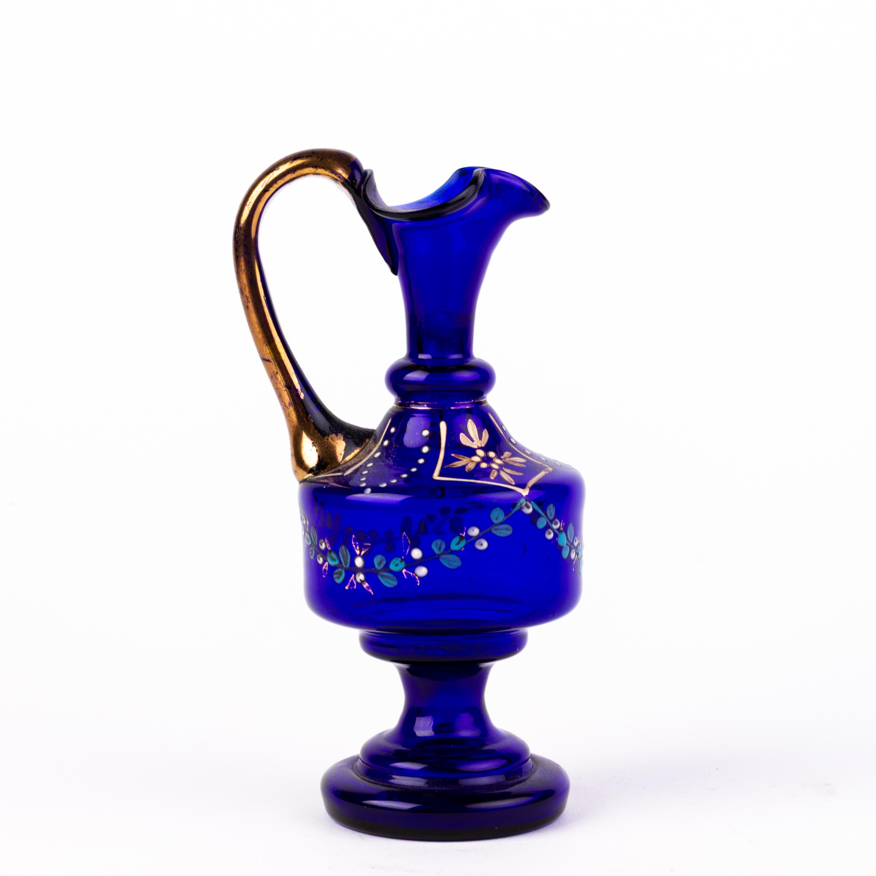 Bristol Blue Victorian Glass Ewer 19th Century In Good Condition In Nottingham, GB