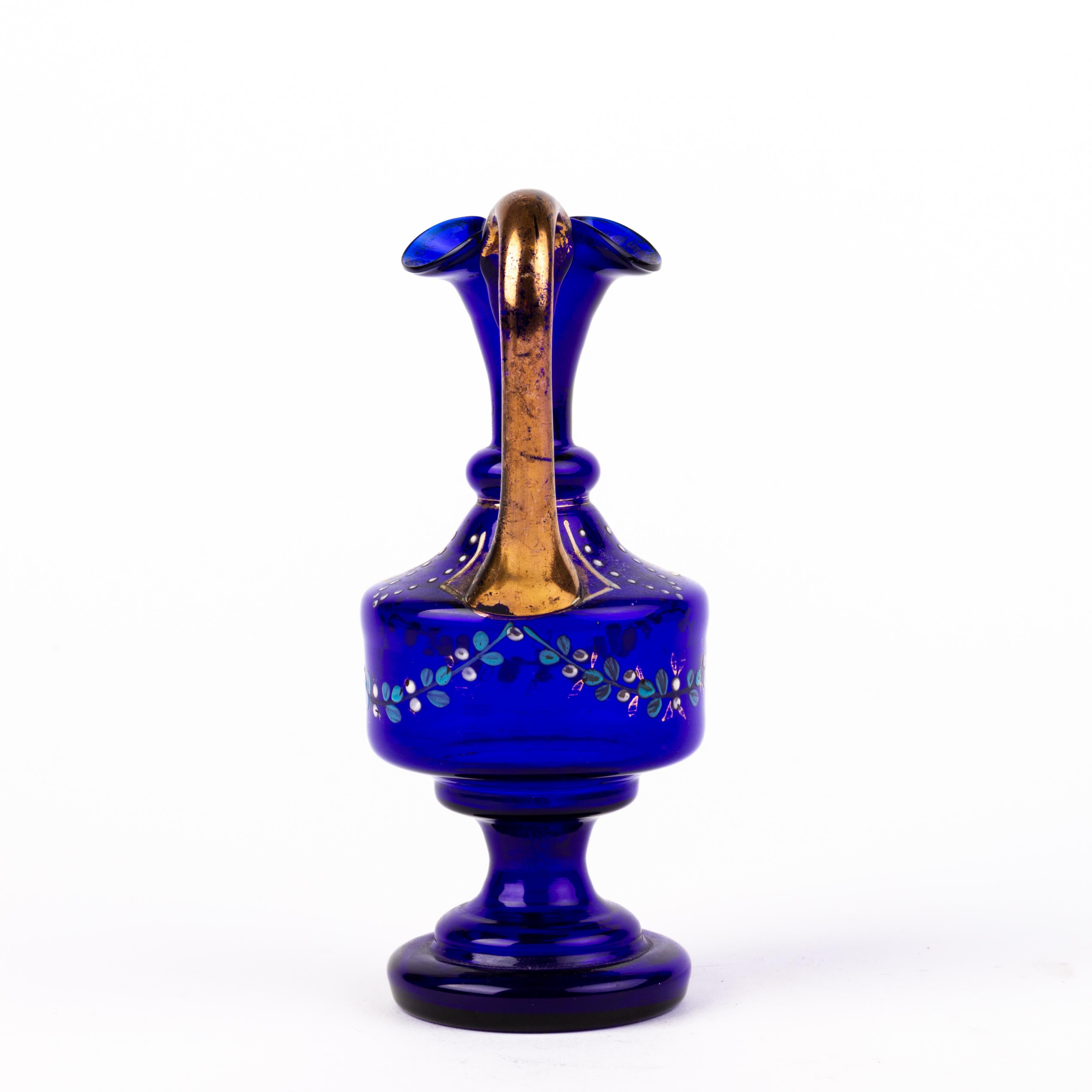 Bristol Blue Victorian Glass Ewer 19th Century 1