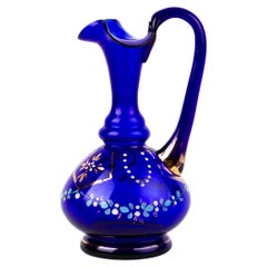 Bristol Blue Victorian Glass Ewer 19th Century