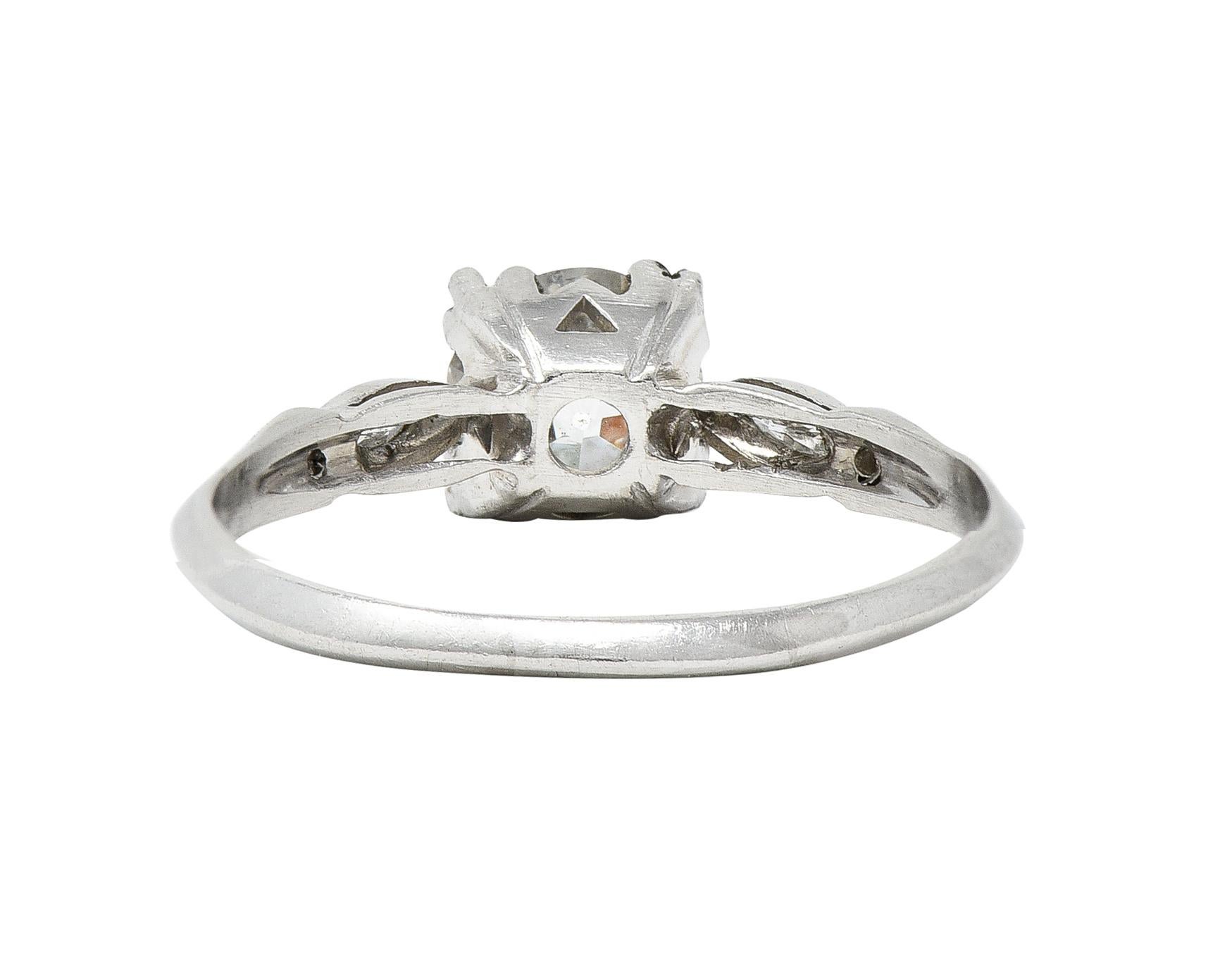 Old European Cut Bristol Co. Retro 1.27 CTW Old European Diamond Platinum Vintage Engagement Ring For Sale