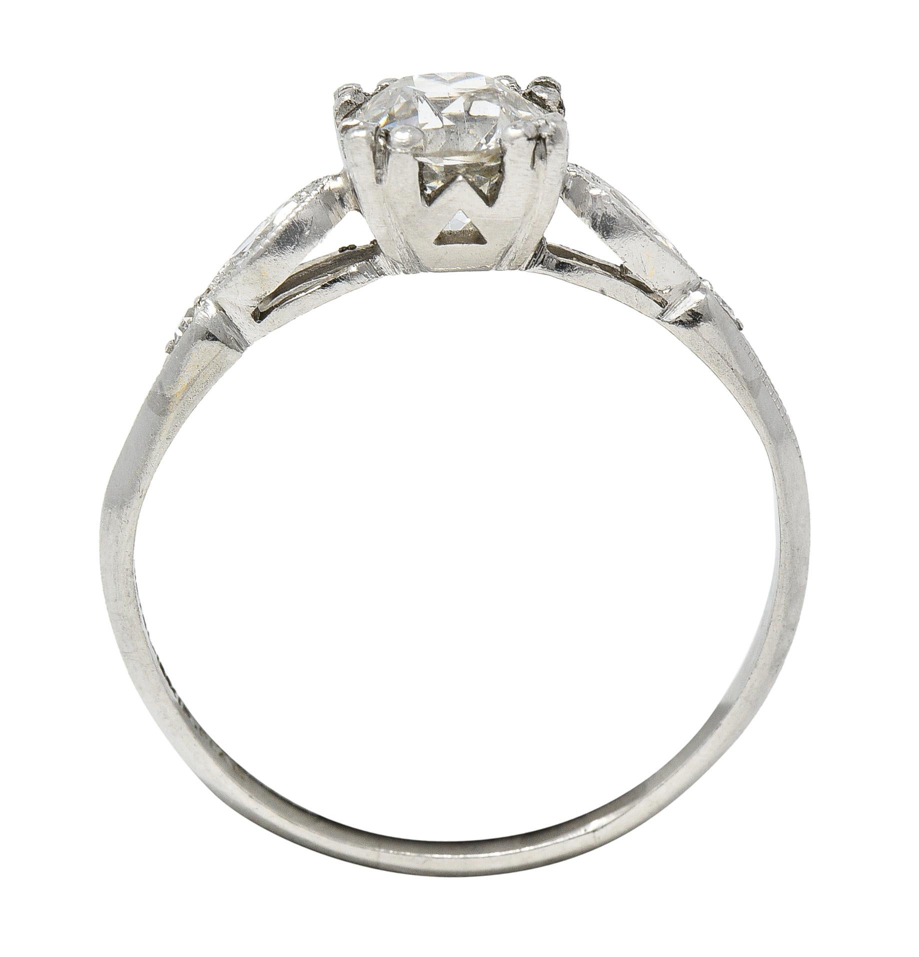 Bristol Co. Retro 1.27 CTW Old European Diamond Platinum Vintage Engagement Ring For Sale 1