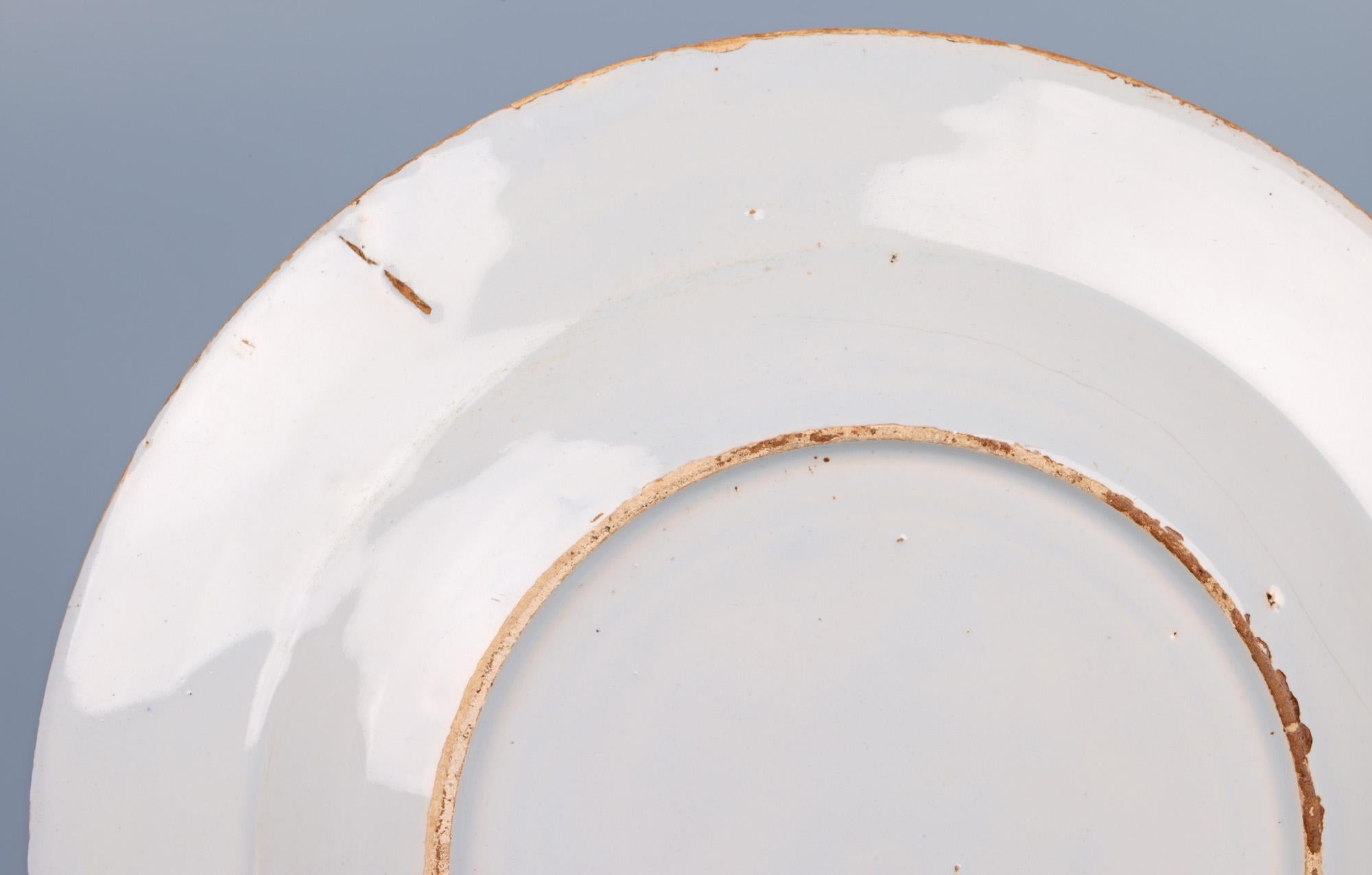 Bristol Delft Bianco-Sopra-Bianco Chinese Scene Pottery Plate For Sale 6