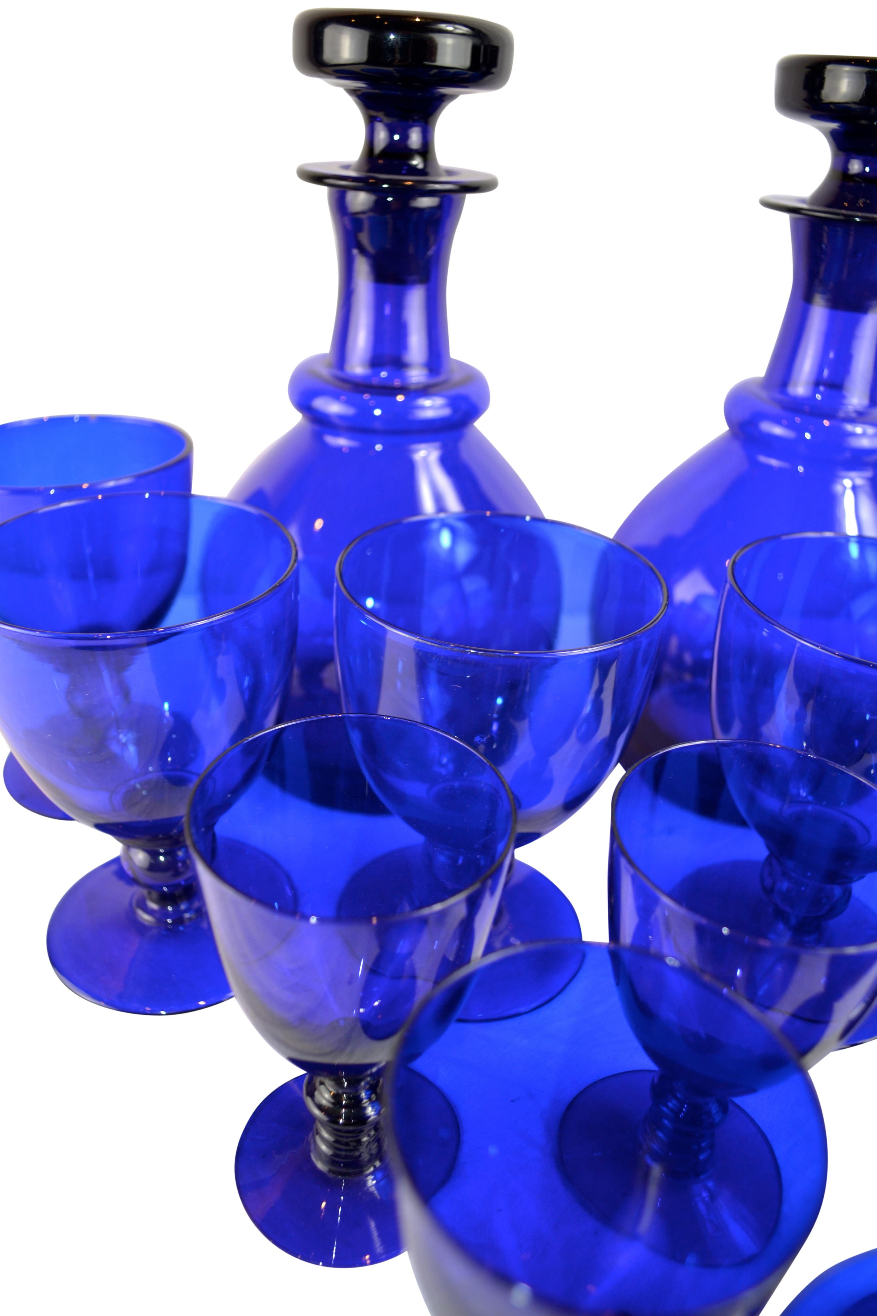 Victorian Bristol Glass Wine/Decanter Set