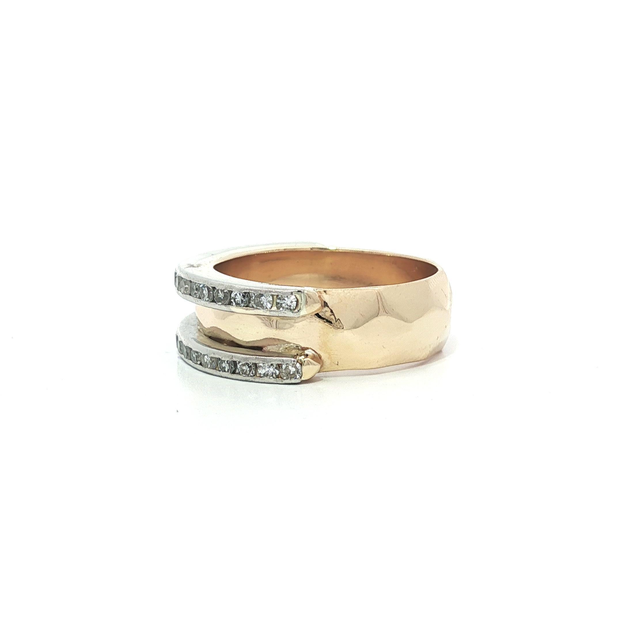 Bristol Gold & Platinum .50ct Channel Diamond Borders Faceted Stack Band Ring For Sale 6