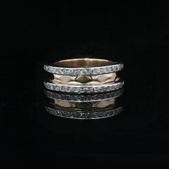 Bristol Gold & Platinum .50ct Channel Diamond Borders Faceted Stack Band Ring