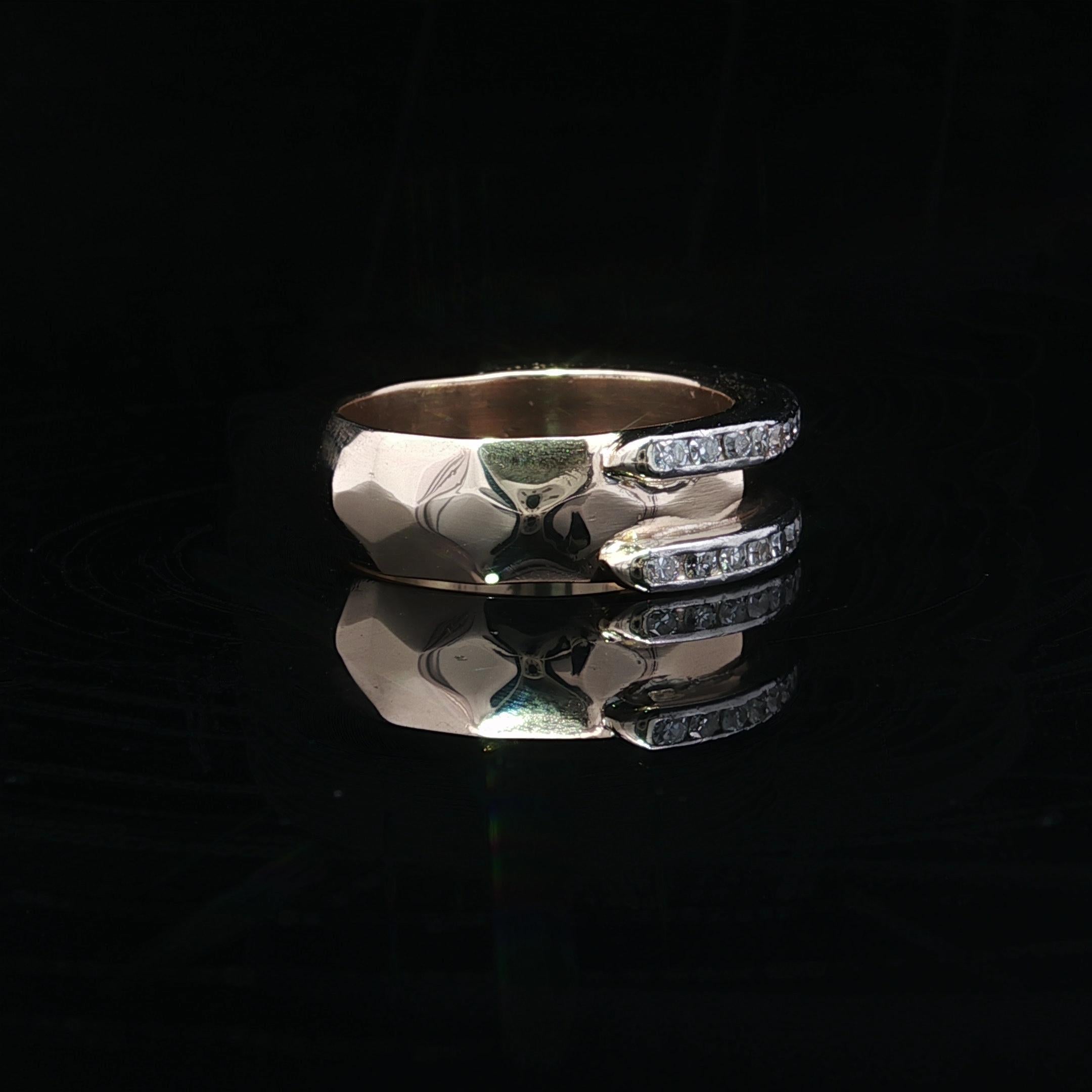 Women's Bristol Gold & Platinum .50ct Channel Diamond Borders Faceted Stack Band Ring For Sale