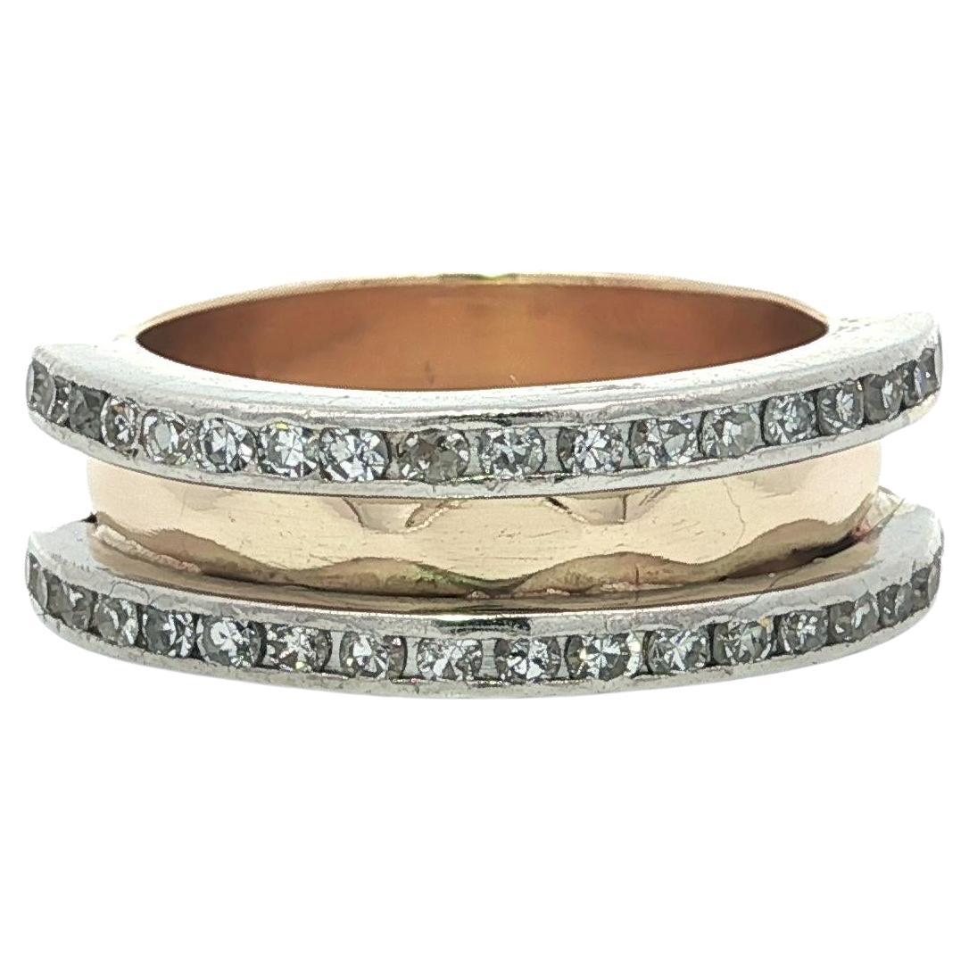 Bristol Gold 
Platinum .50ct Channel Diamond Borders Faceted Stack Band Ring For Sale