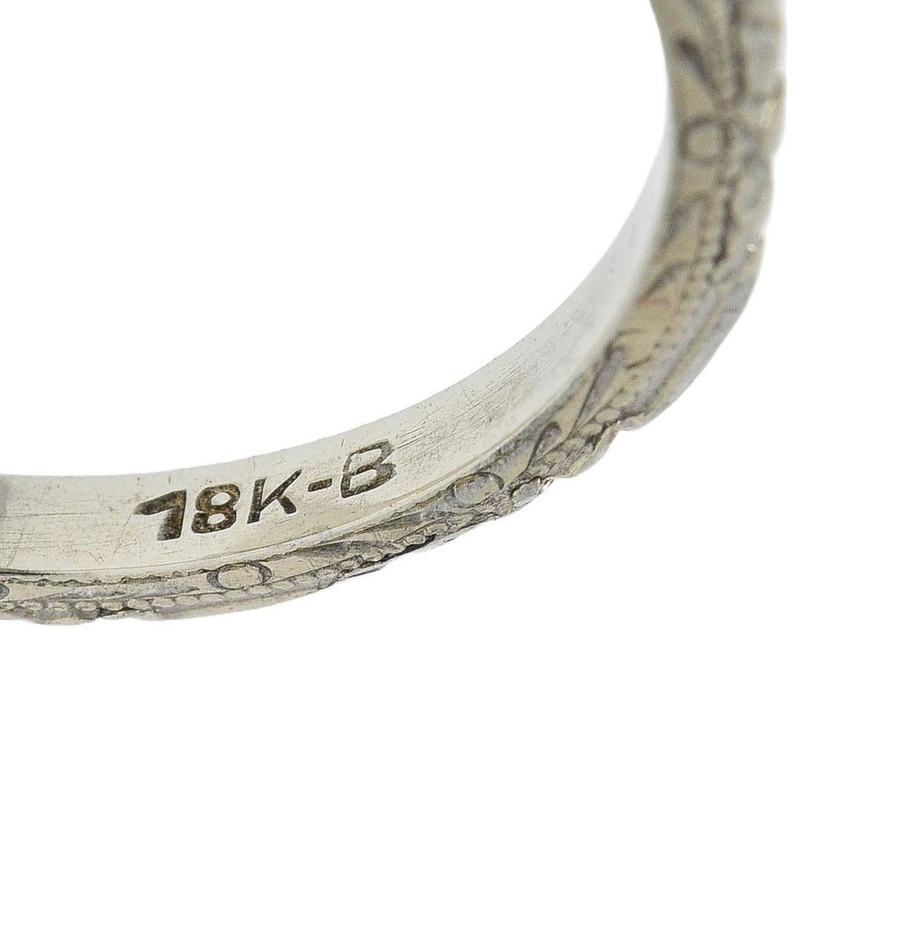 Bristol Late Art Deco 18K Weißgold Vintage Orange Blossom Ehering im Zustand „Hervorragend“ im Angebot in Philadelphia, PA