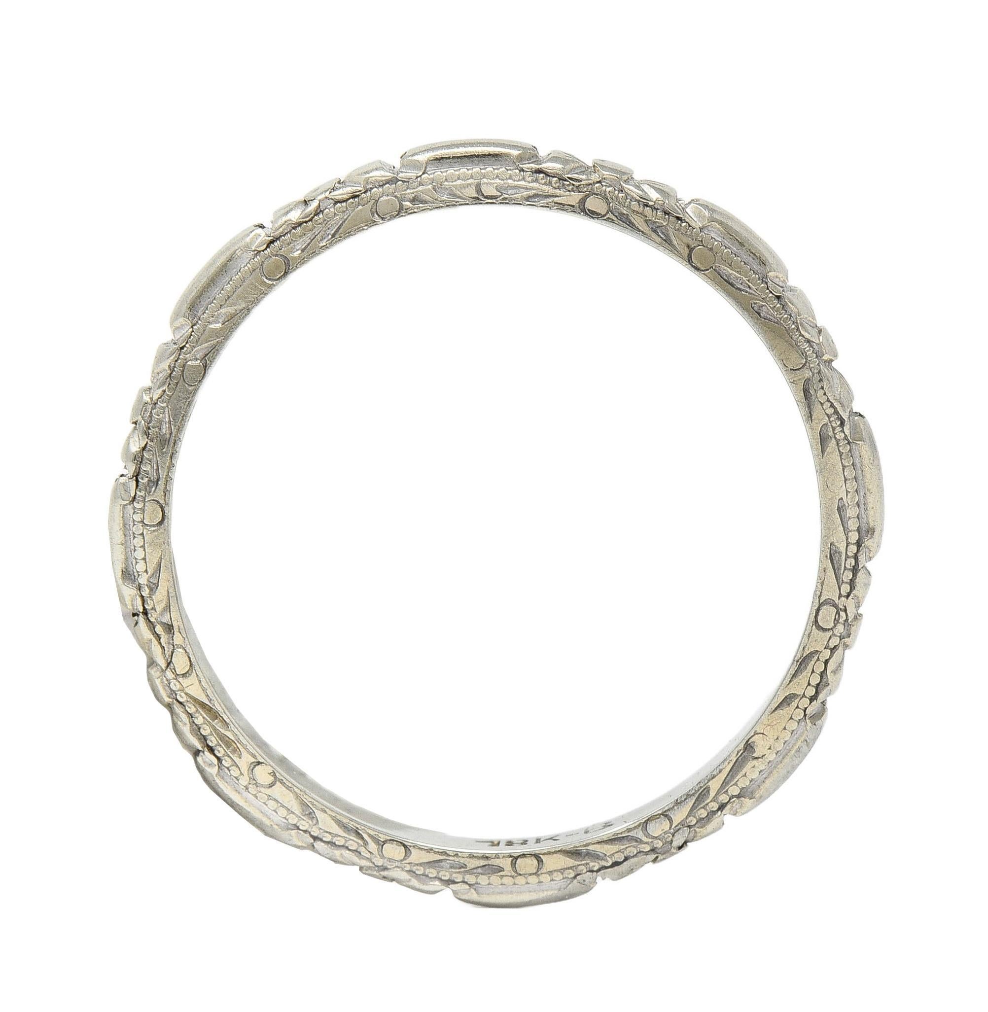 Bristol Late Art Deco 18K Weißgold Vintage Orange Blossom Ehering für Damen oder Herren im Angebot