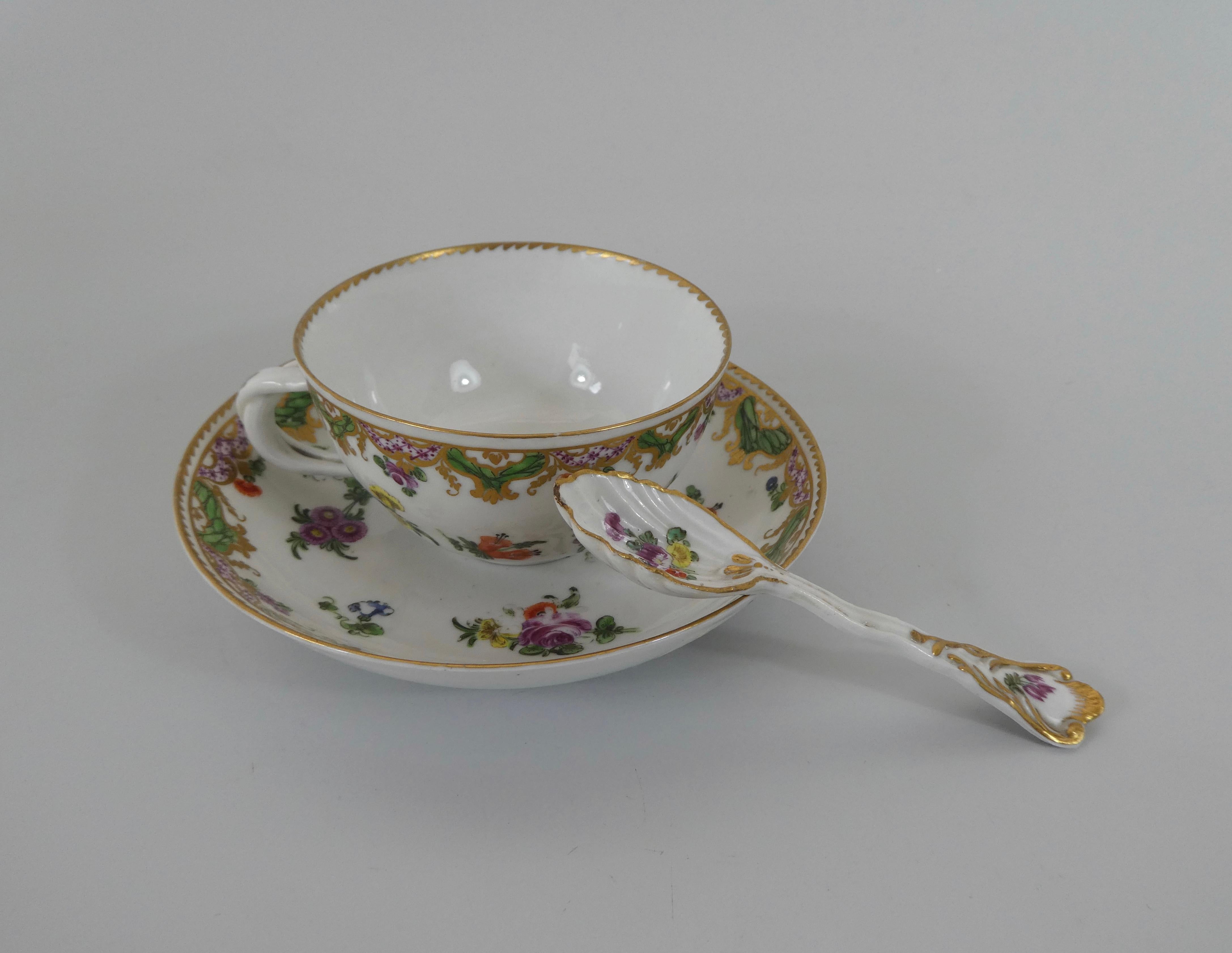 Late 18th Century Bristol Porcelain ‘Ludlow Service’, Cup, Saucer & Spoon, circa 1775