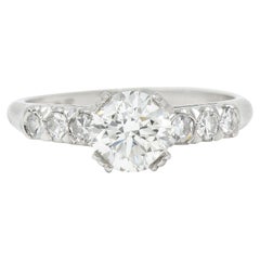 Bristol Vintage 1.18 Carats Diamond Platinum Fishtail Engagement Ring GIA