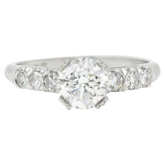 Bague de fiançailles en queue de poisson Bristol Retro 1.18 Carats Diamant Platine GIA
