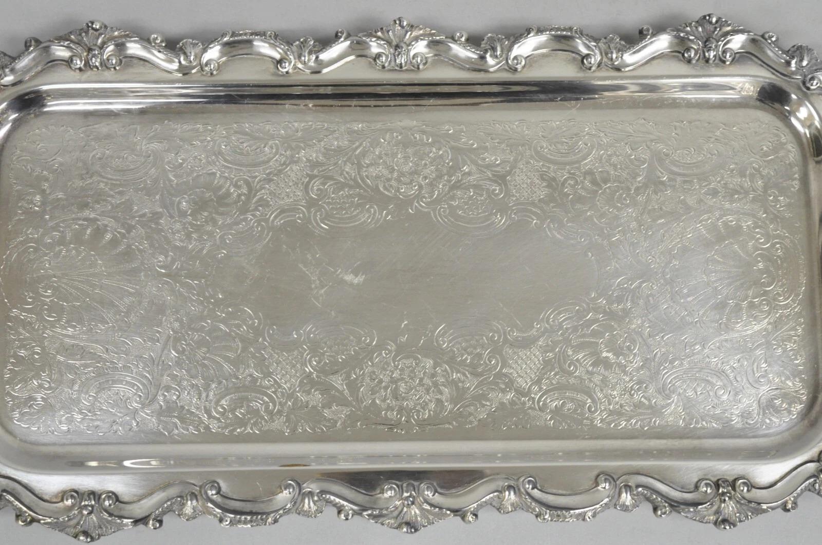 Vintage Bristol Silverplate by Poole 132 Silver Plated Narrow Serving Platter Dish Tray. Circa Mitte des 20. Jahrhunderts. Abmessungen: 1,5