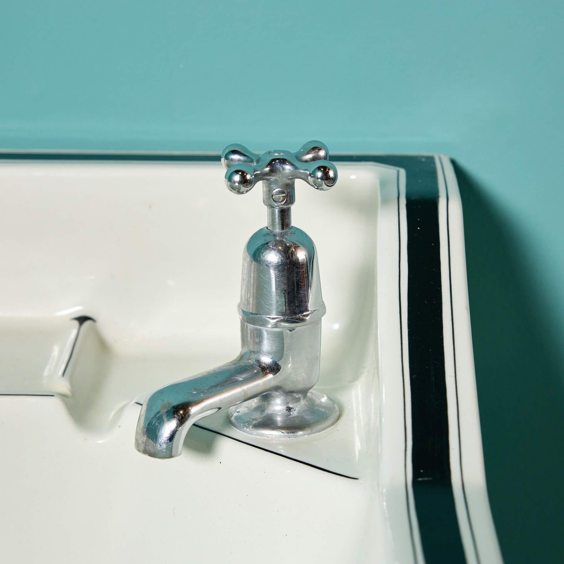 20th Century Bristol Superius Reclaimed Art Deco Black & White Sink