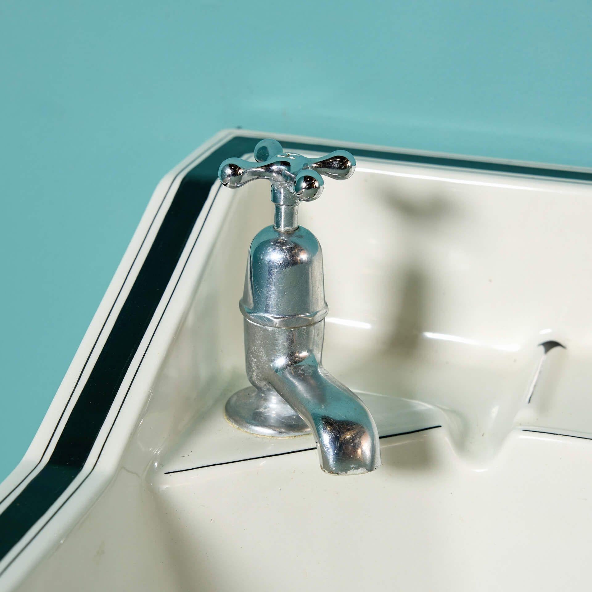 Ceramic Bristol Superius Reclaimed Art Deco Black & White Sink