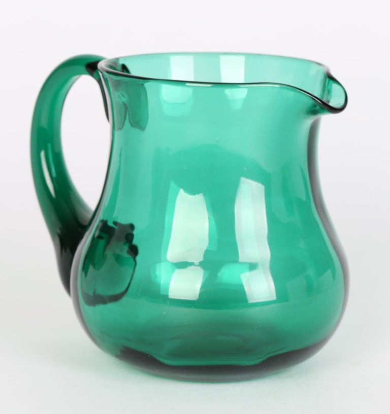 Bristol Victorian HandBlown Green Glass Handled Water Jug at 1stDibs