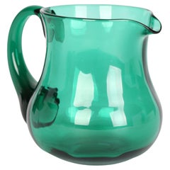 Bristol Victorian Hand-Blown Green Glass Handled Water Jug