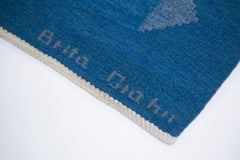 Brita Grahn "Blåvinge" Flat Weave Rug, Sweden 1950's Signed